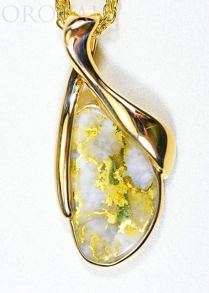 Gold Quartz Pendant "Orocal" PN827QX Genuine Hand Crafted Jewelry - 14K Gold Yellow Gold Casting