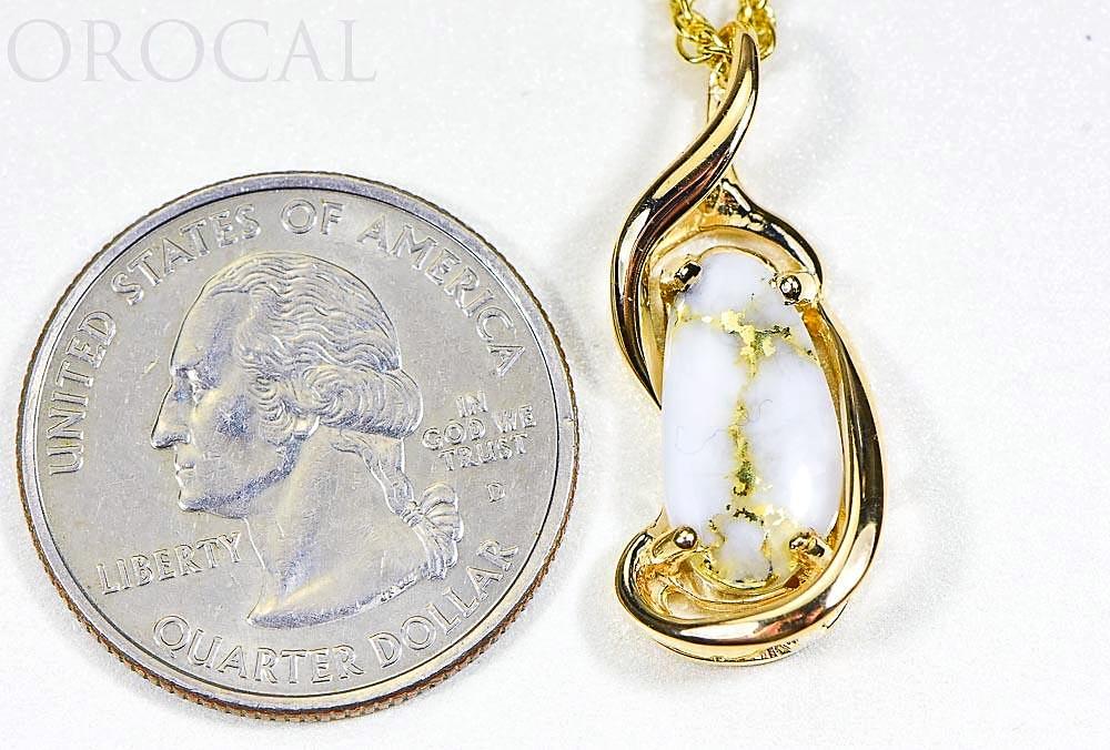 Gold Quartz Pendant "Orocal" PN784LQX Genuine Hand Crafted Jewelry - 14K Gold Yellow Gold Casting