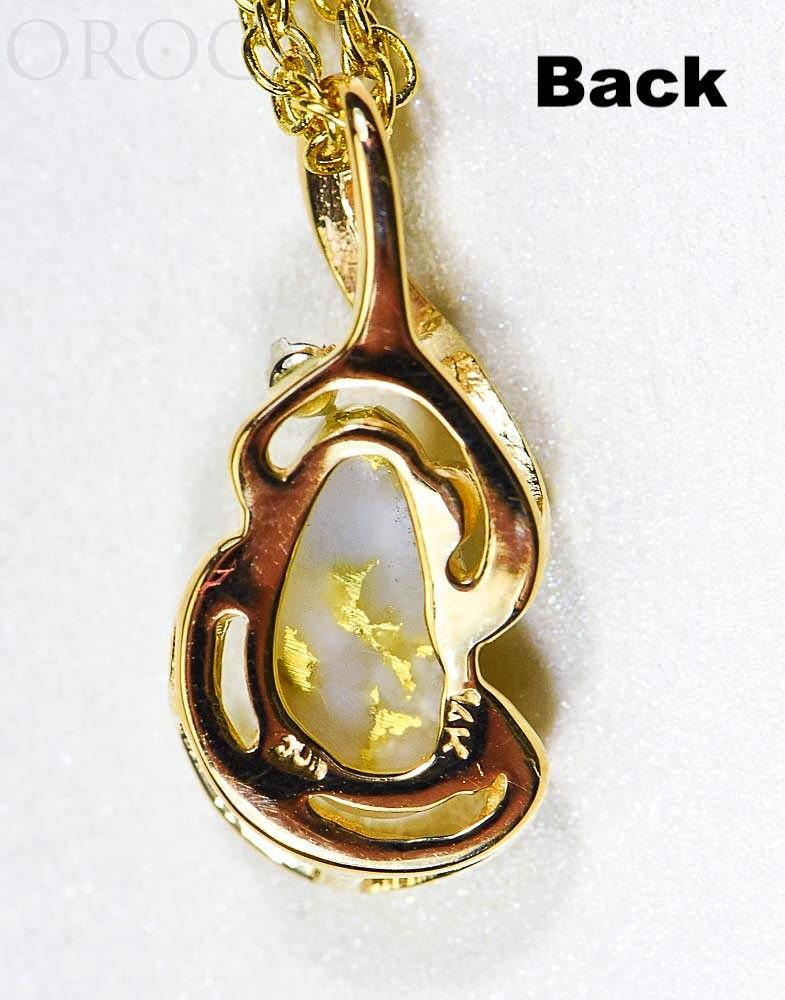 Gold Quartz Pendant "Orocal" PN784SDQX Genuine Hand Crafted Jewelry - 14K Gold Yellow Gold Casting