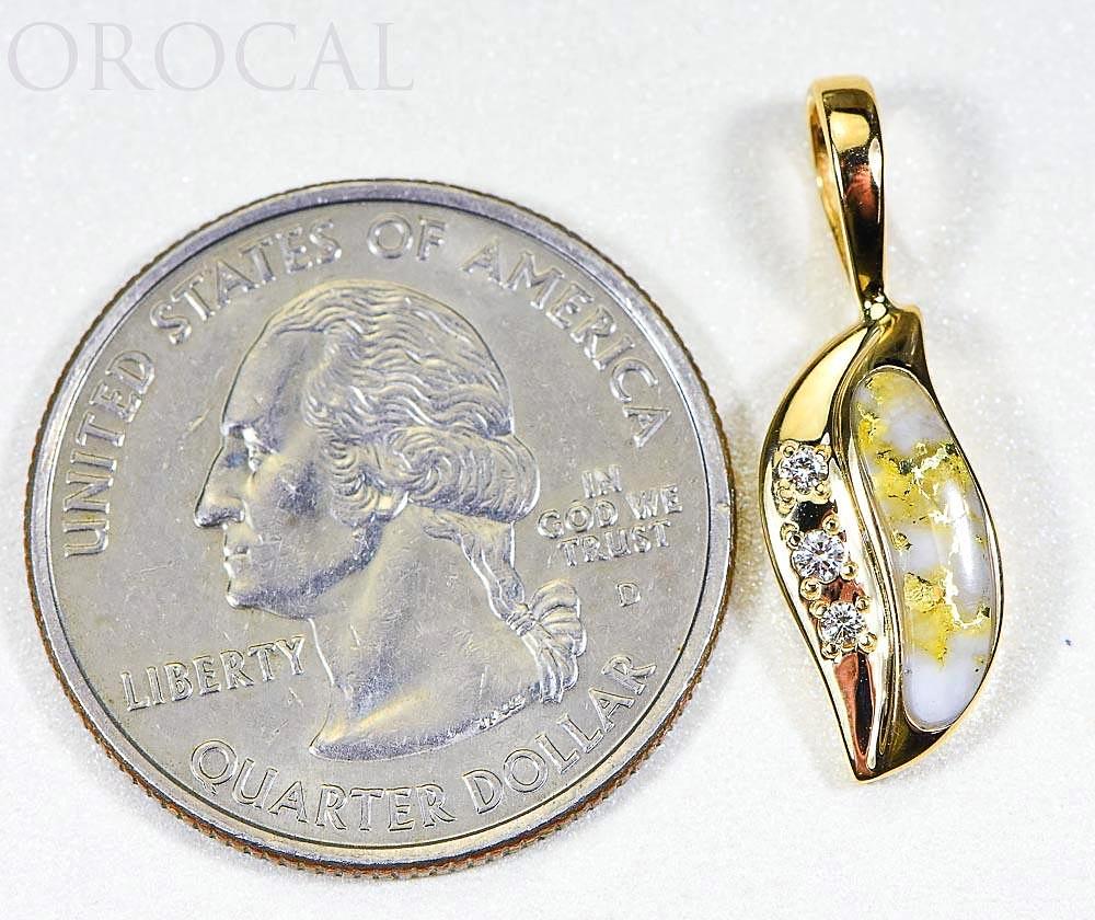 Gold Quartz Pendant "Orocal" PN806DQX Genuine Hand Crafted Jewelry - 14K Gold Yellow Gold Casting