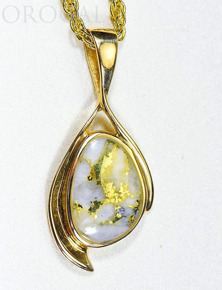 Gold Quartz Pendant "Orocal" PN1117Q Genuine Hand Crafted Jewelry - 14K Gold Yellow Gold Casting