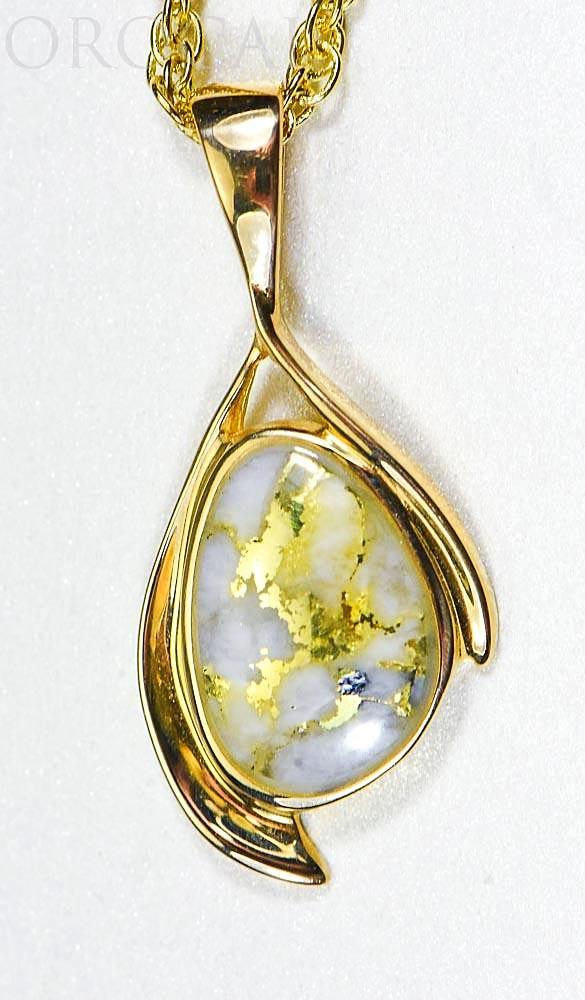 Gold Quartz Pendant "Orocal" PN1117Q Genuine Hand Crafted Jewelry - 14K Gold Yellow Gold Casting