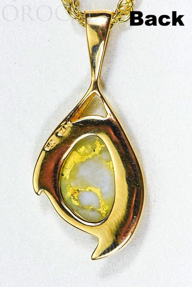 Gold Quartz Pendant "Orocal" PN1117Q Genuine Hand Crafted Jewelry - 14K Gold Yellow Gold Casting