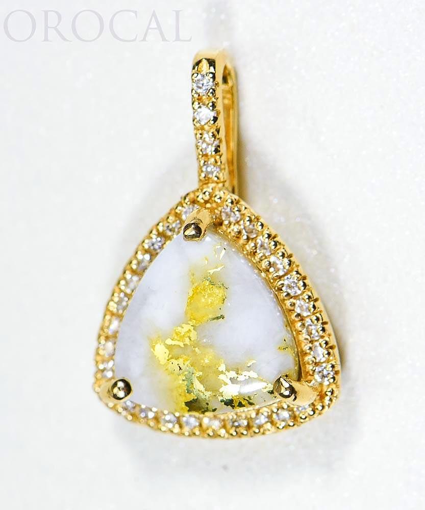 Gold Quartz Pendant "Orocal" PN1123DQ Genuine Hand Crafted Jewelry - 14K Gold Yellow Gold Casting