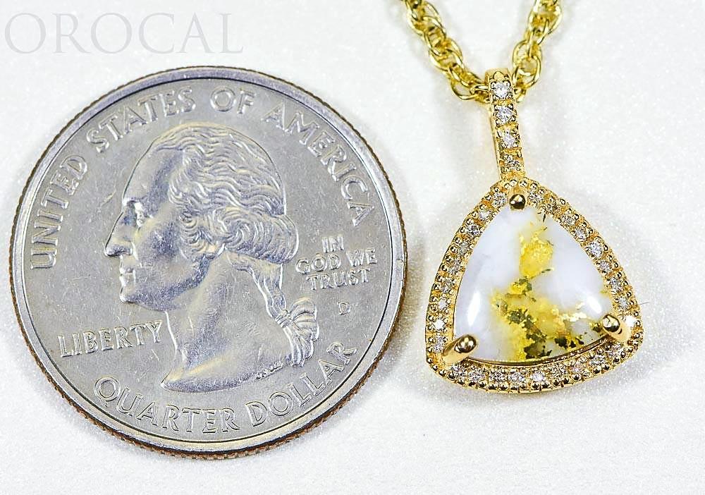 Gold Quartz Pendant "Orocal" PN1123DQ Genuine Hand Crafted Jewelry - 14K Gold Yellow Gold Casting