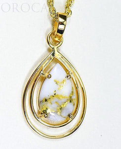 Gold Quartz Pendant "Orocal" PN1076SQ Genuine Hand Crafted Jewelry - 14K Gold Yellow Gold Casting