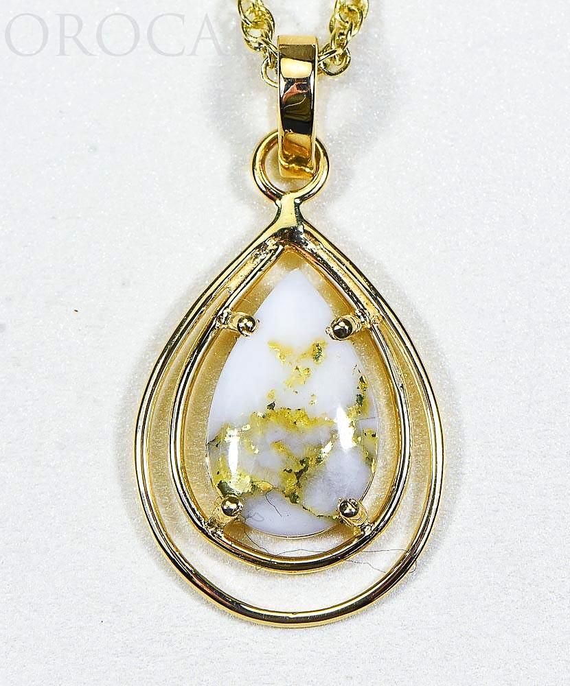 Gold Quartz Pendant "Orocal" PN1076SQ Genuine Hand Crafted Jewelry - 14K Gold Yellow Gold Casting