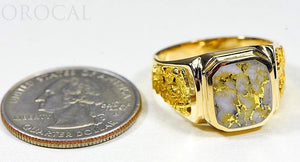 Gold Quartz Mens Ring "Orocal" RM962Q Genuine Hand Crafted Jewelry - 14K Gold Casting