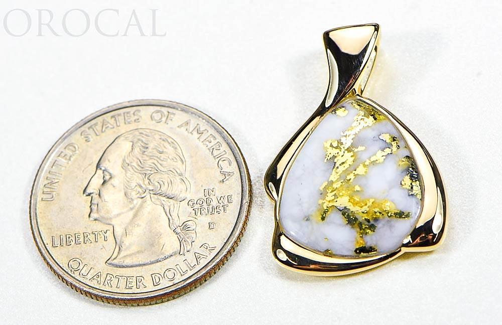 Gold Quartz Pendant "Orocal" PDL105MQX Genuine Hand Crafted Jewelry - 14K Gold Yellow Gold Casting