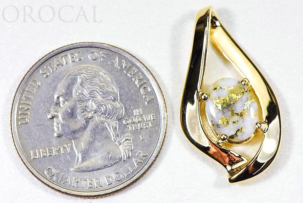 Gold Quartz Pendant "Orocal" PN564QX Genuine Hand Crafted Jewelry - 14K Gold Yellow Gold Casting