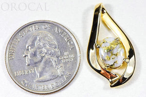 Gold Quartz Pendant "Orocal" PN564QX Genuine Hand Crafted Jewelry - 14K Gold Yellow Gold Casting