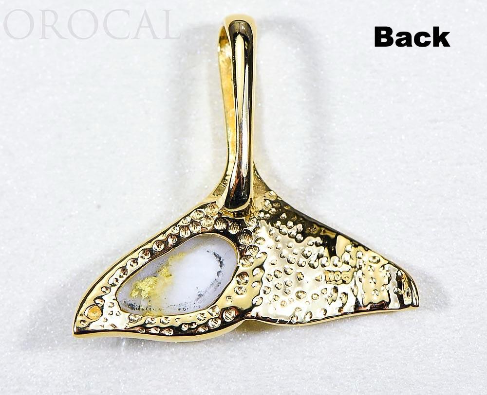 Gold Quartz Pendant Whales Tail "Orocal" PDLWT30QX Genuine Hand Crafted Jewelry - 14K Gold Yellow Gold Casting