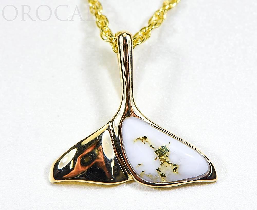 Gold Quartz Pendant Whales Tail "Orocal" PDLWT30QX Genuine Hand Crafted Jewelry - 14K Gold Yellow Gold Casting