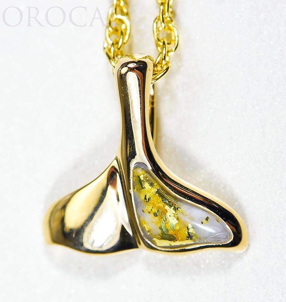 Gold Quartz Pendant Whales Tail "Orocal" PDLWT12QX Genuine Hand Crafted Jewelry - 14K Gold Yellow Gold Casting