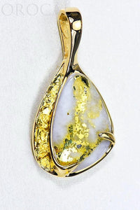 Gold Quartz Pendant "Orocal" PSC105QX Genuine Hand Crafted Jewelry - 14K Gold Yellow Gold Casting