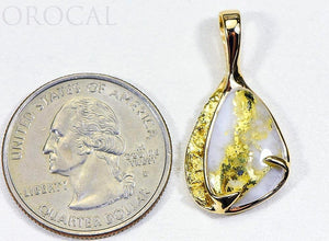 Gold Quartz Pendant "Orocal" PSC105QX Genuine Hand Crafted Jewelry - 14K Gold Yellow Gold Casting