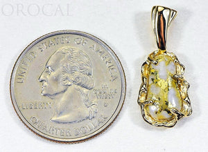 Gold Quartz Pendant "Orocal" PFFQ5X Genuine Hand Crafted Jewelry - 14K Gold Yellow Gold Casting