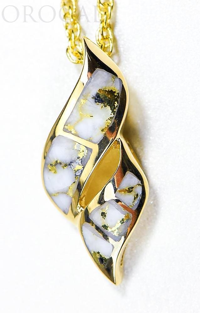 Gold Quartz Pendant "Orocal" PN649QX Genuine Hand Crafted Jewelry - 14K Gold Yellow Gold Casting