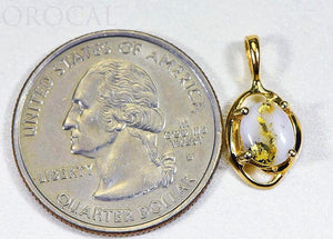 Gold Quartz Pendant "Orocal" PN805XSQX Genuine Hand Crafted Jewelry - 14K Gold Yellow Gold Casting