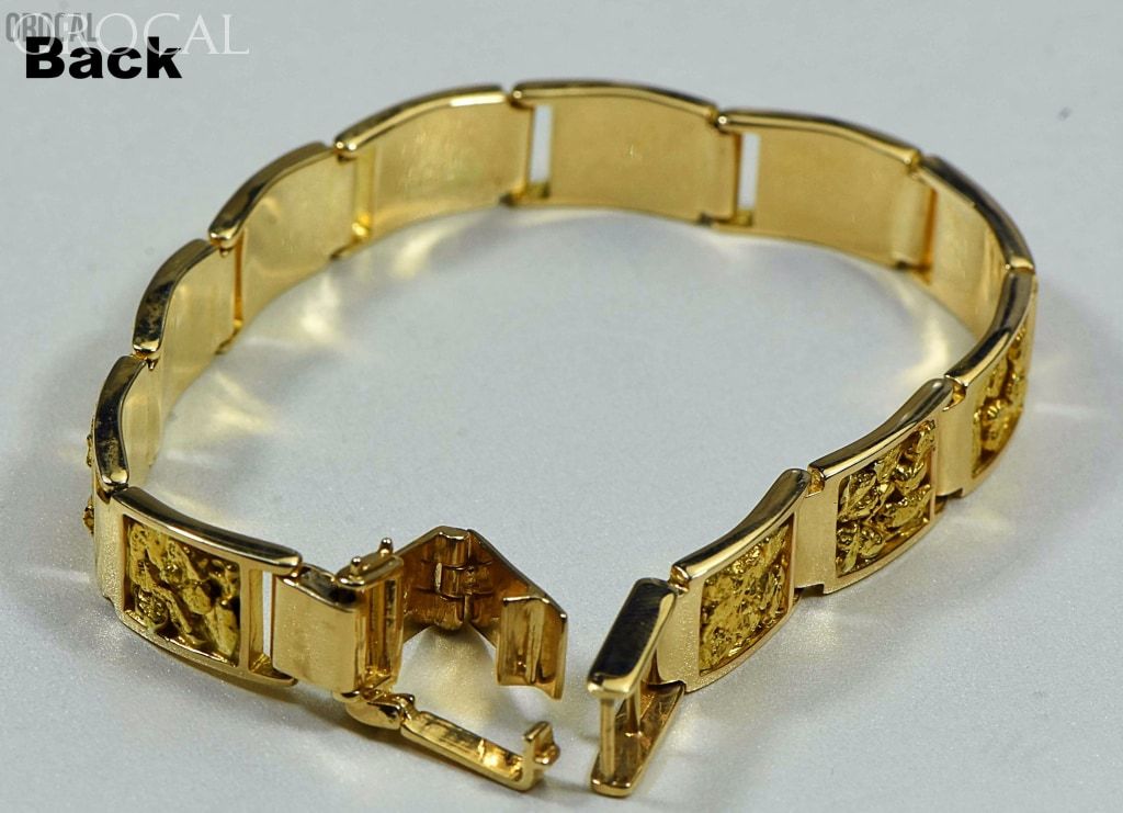 Gold Nugget Inlay Bracelet Orocal B10Mm11L Genuine Hand Crafted Jewelry - 14K Casting