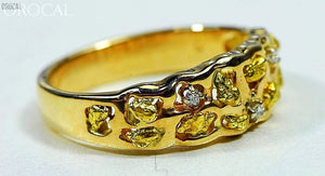 Gold Nugget Mens Ring Orocal Rm195D6 Genuine Hand Crafted Jewelry - 14K Casting