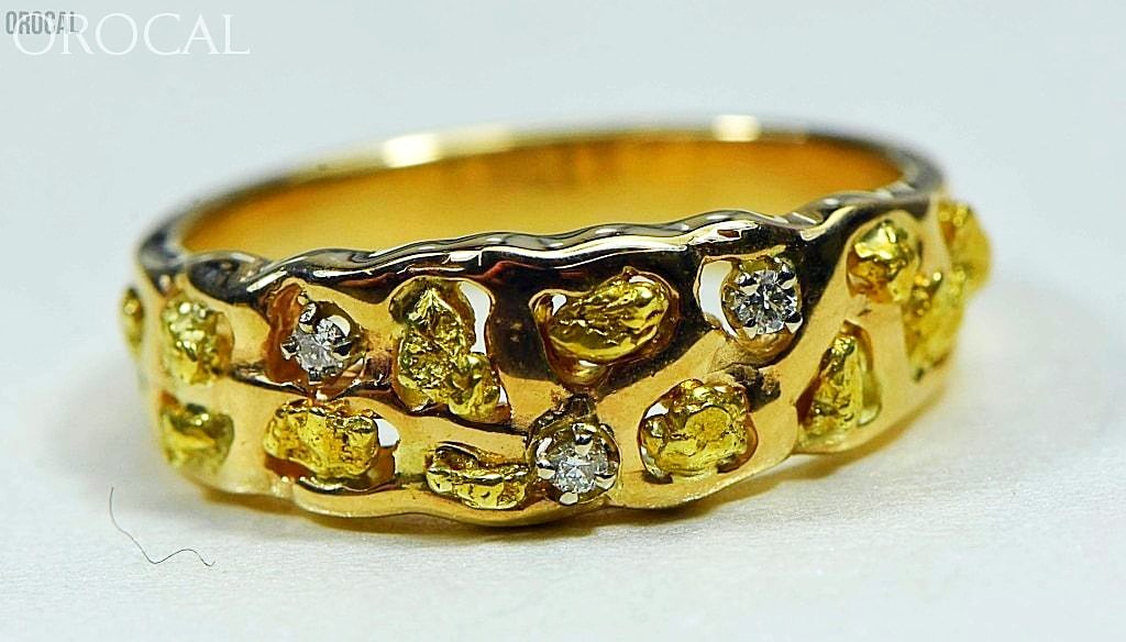 Gold Nugget Mens Ring Orocal Rm195D6 Genuine Hand Crafted Jewelry - 14K Casting