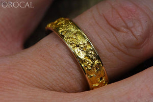 Gold Nugget Mens Ring Orocal Rm6Mm Genuine Hand Crafted Jewelry - 14K Casting