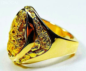 Gold Nugget Mens Ring Orocal Rmen116 Genuine Hand Crafted Jewelry - 14K Casting