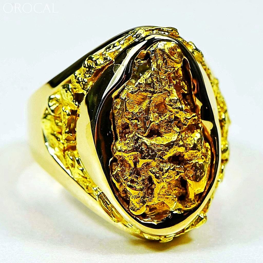 Gold Nugget Mens Ring Orocal Rmen116 Genuine Hand Crafted Jewelry - 14K Casting