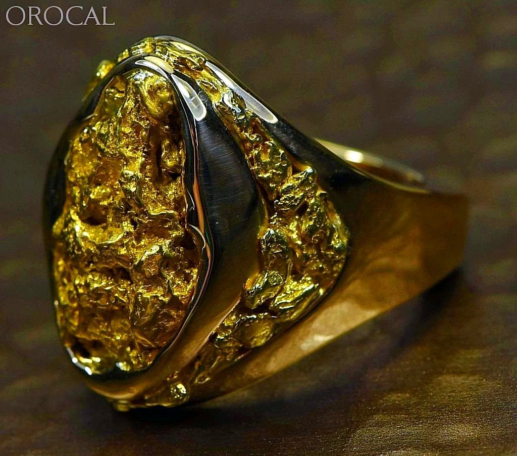 Gold Nugget Mens Ring Orocal Rmen116 Genuine Hand Crafted Jewelry - 14K Casting