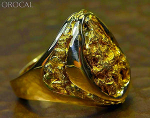 Gold Nugget Mens Ring Orocal Rmen116 Genuine Hand Crafted Jewelry - 14K Casting