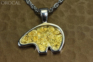 Gold Nugget Pendant Bear - Sterling Silver Pbr1Xlnss- Hand Made Orocal Jewelry