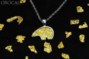 Gold Nugget Pendant Bear - Sterling Silver Pbr1Xlnss- Hand Made Orocal Jewelry