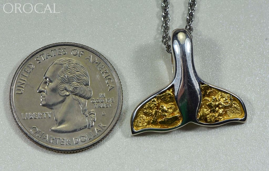 Gold Nugget Pendant Whales Tail - Sterling Silver Special Pwt34Nss Hand Made Jewelry Specials