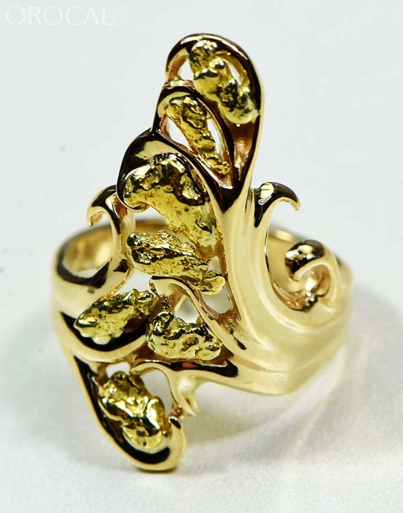 Gold Nugget Womens Ring Orocal Rl469 Genuine Hand Crafted Jewelry - 14K Casting