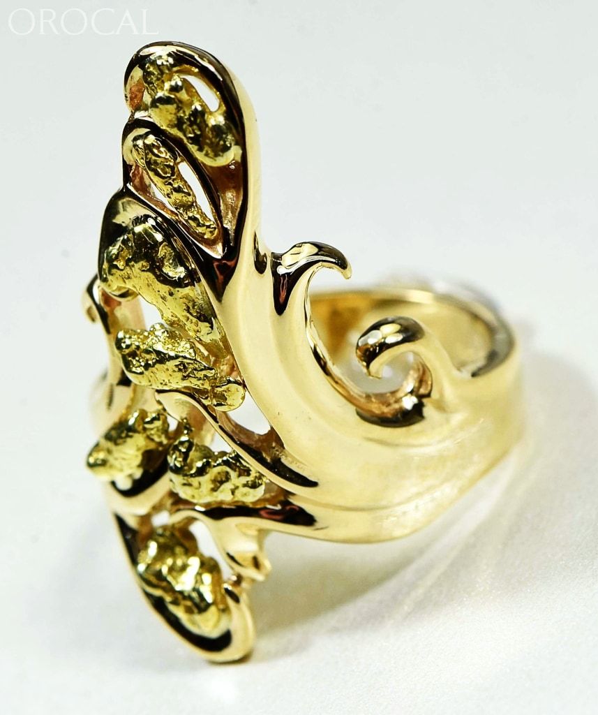 Gold Nugget Womens Ring Orocal Rl469 Genuine Hand Crafted Jewelry - 14K Casting