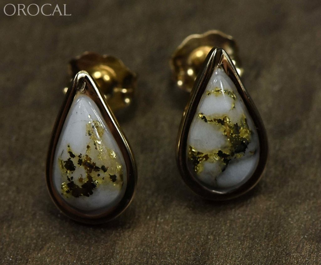 Gold Quartz Earrings Orocal En433Q Genuine Hand Crafted Jewelry - 14K Casting