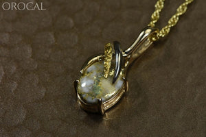 Gold Quartz Pendant & Nugget Orocal Pn819Nqx Genuine Hand Crafted Jewelry - 14K Yellow Casting