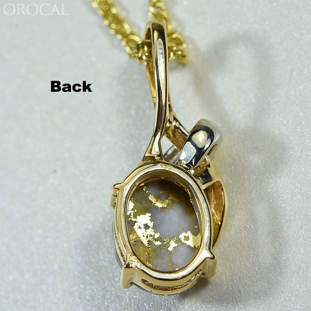 Gold Quartz Pendant & Nugget Orocal Pn819Nqx Genuine Hand Crafted Jewelry - 14K Yellow Casting