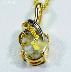 Gold Quartz Pendant & Nugget Orocal Pn819Nqx Genuine Hand Crafted Jewelry - 14K Yellow Casting