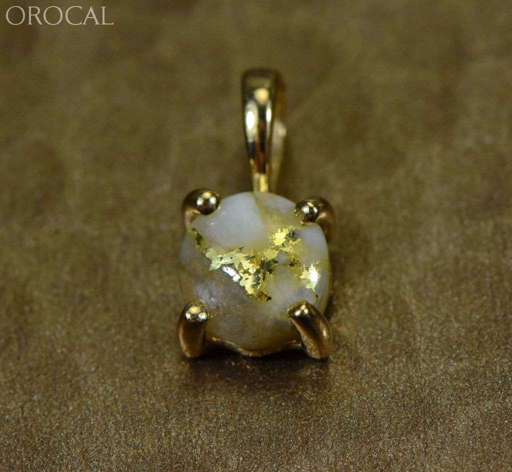 Gold Quartz Pendant Orocal P6Mmqx Genuine Hand Crafted Jewelry - 14K Yellow Casting