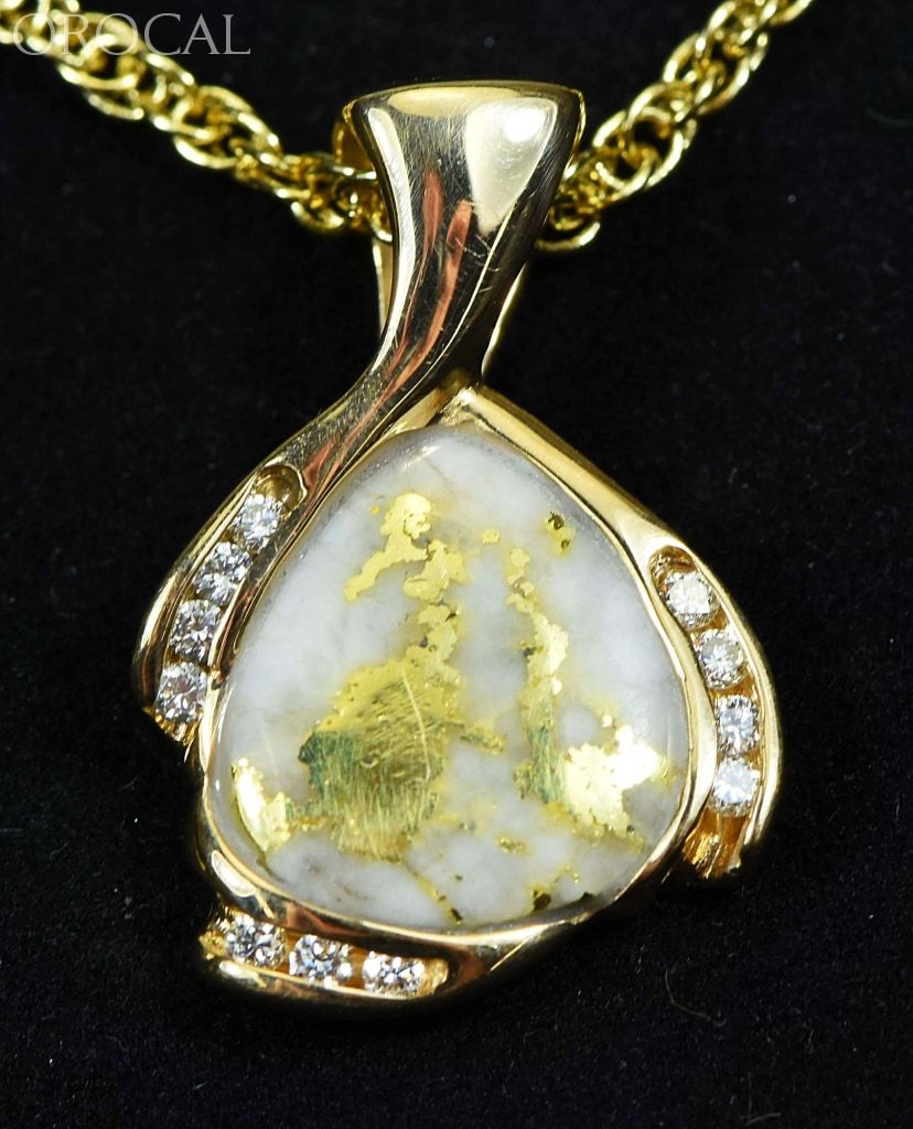 Gold Quartz Pendant Orocal Pdl105Sd16.5Qx Genuine Hand Crafted Jewelry - 14K Yellow Casting