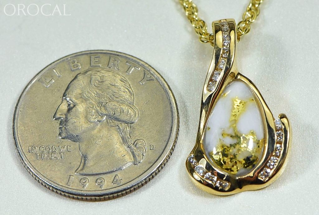 Gold Quartz Pendant Orocal Pdl106Sd14Qx Genuine Hand Crafted Jewelry - 14K Yellow Casting