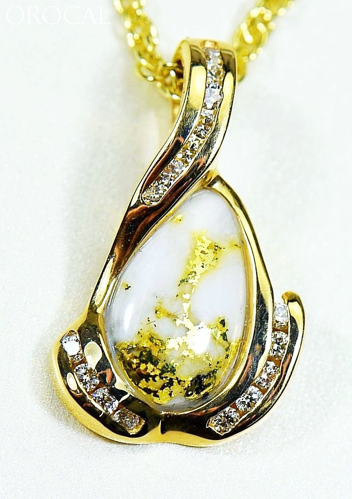 Gold Quartz Pendant Orocal Pdl106Sd14Qx Genuine Hand Crafted Jewelry - 14K Yellow Casting