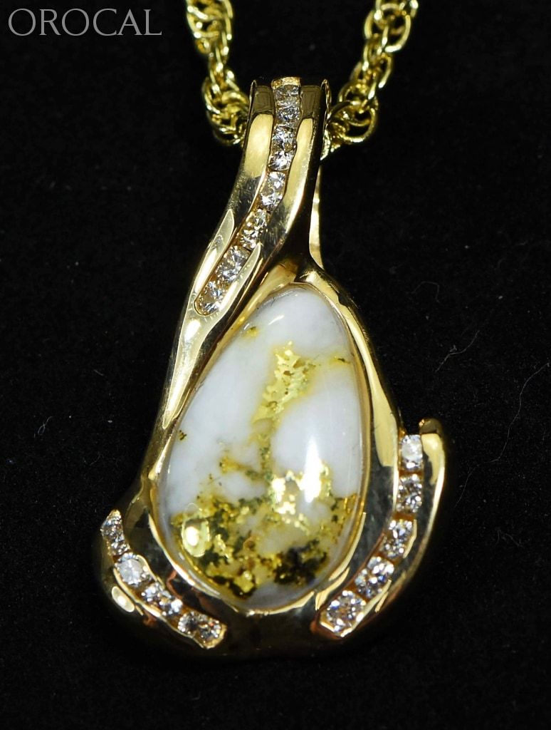 Gold Quartz Pendant Orocal Pdl106Sd14Qx Genuine Hand Crafted Jewelry - 14K Yellow Casting