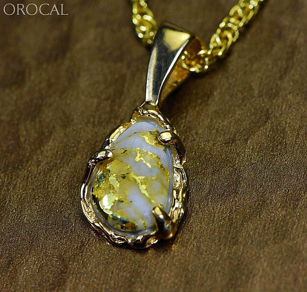 Gold Quartz Pendant Orocal Pffq4 Genuine Hand Crafted Jewelry - 14K Yellow Casting