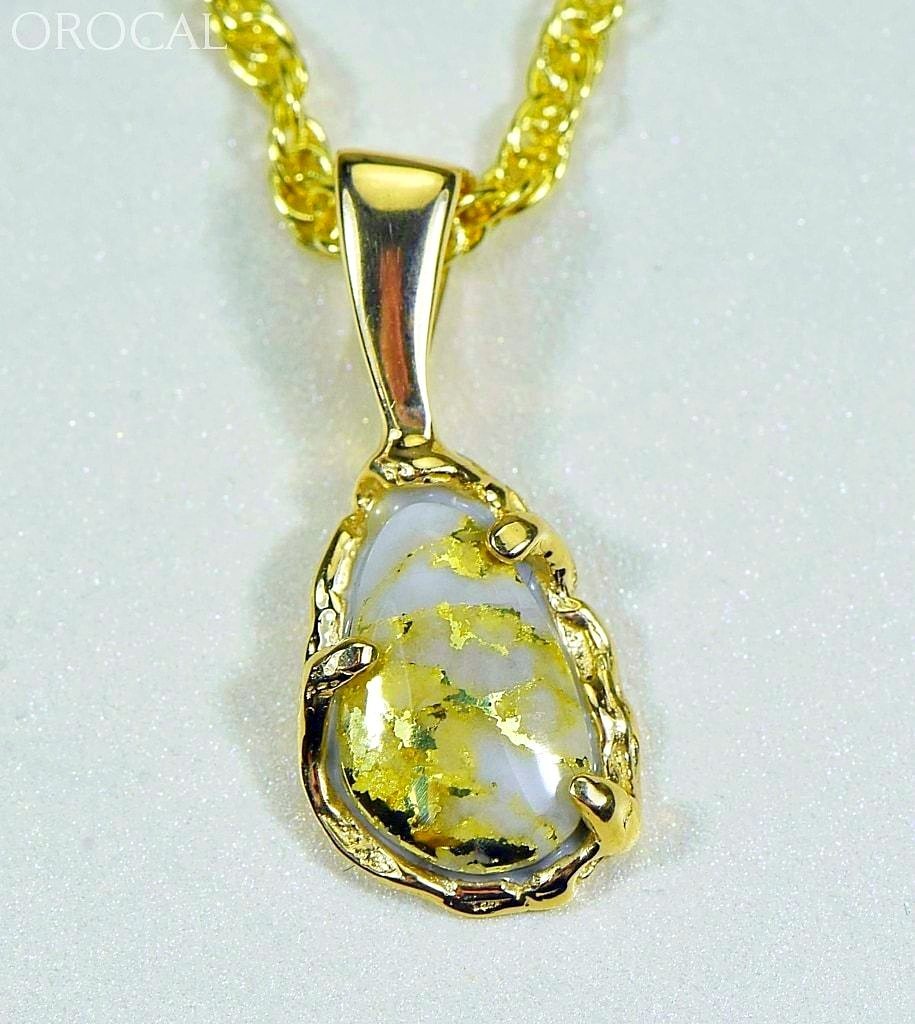 Gold Quartz Pendant Orocal Pffq4 Genuine Hand Crafted Jewelry - 14K Yellow Casting