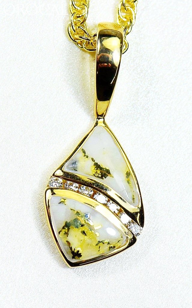 Gold Quartz Pendant Orocal Pn1071Dq Genuine Hand Crafted Jewelry - 14K Yellow Casting