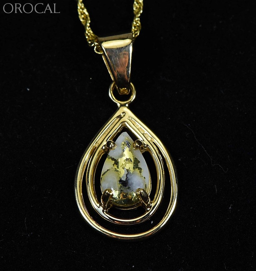 Gold Quartz Pendant Orocal Pn1076Xsq Genuine Hand Crafted Jewelry - 14K Yellow Casting