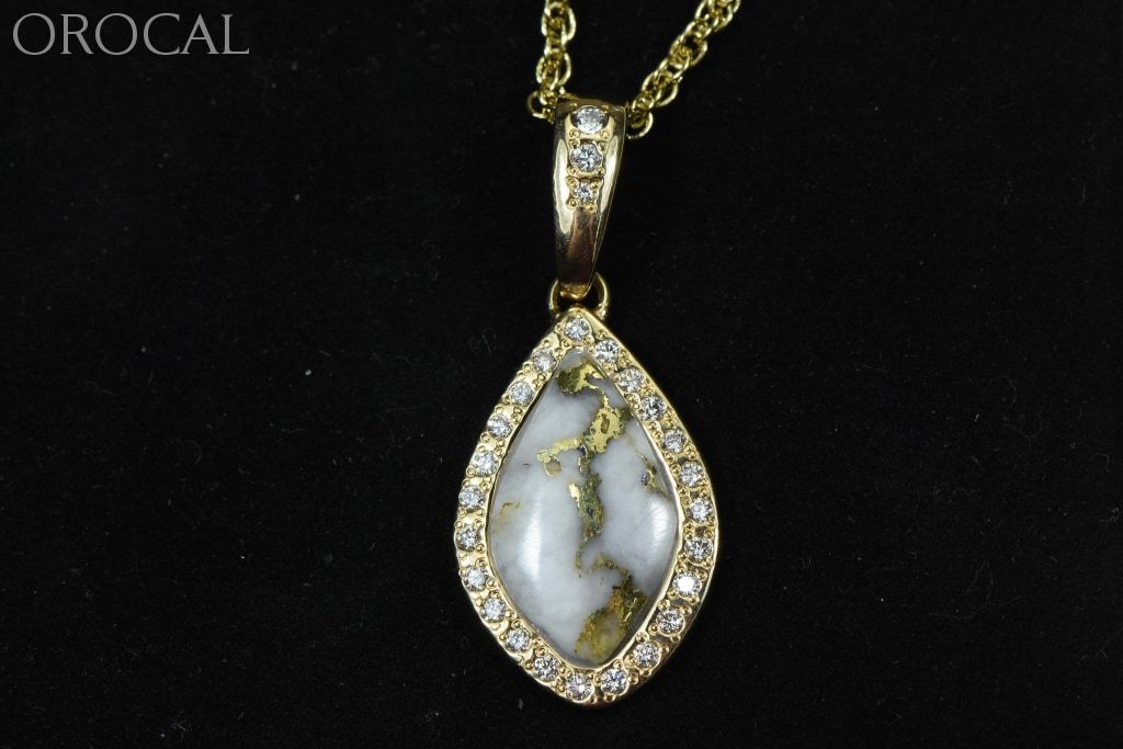 Gold Quartz Pendant Orocal Pn1104Dq Genuine Hand Crafted Jewelry - 14K Yellow Casting